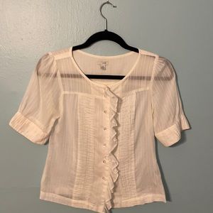 Odille Sheer White Blouse for Anthropologie